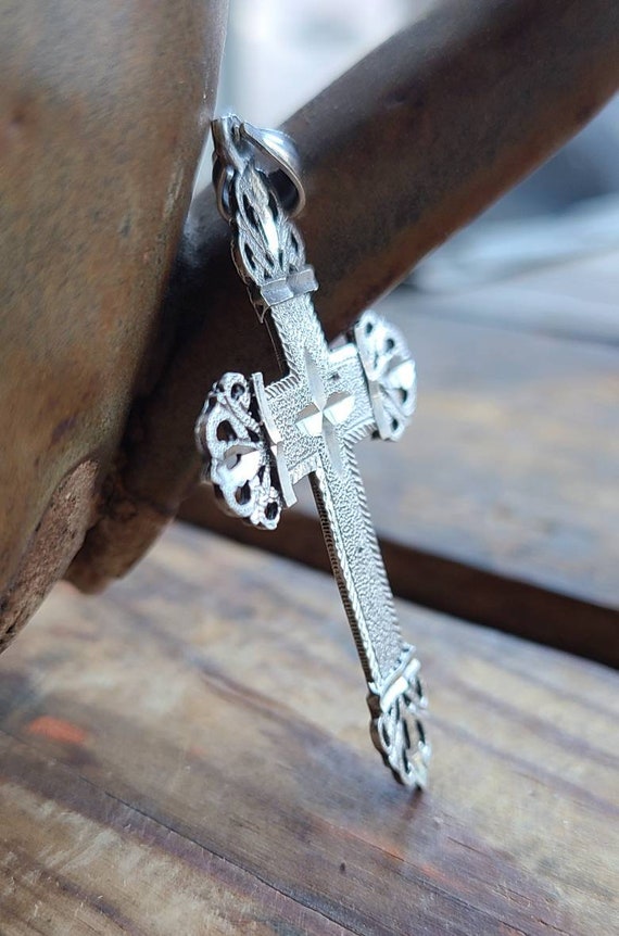 Vintage PK 925 STERLING Silver Cross Necklace Pendant Vintage PK 925 STERLING Silver Cross Necklace Pendant