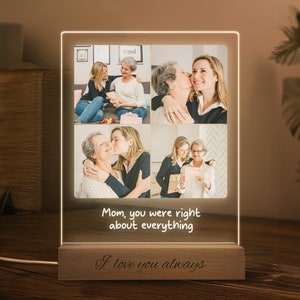 Custom Photo LED Night Light, Personalized Mom Gift