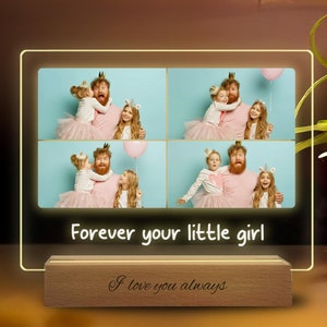 Fathers day gift, Gift for dad from daughter, Personalized gifts for dad, Custom family photo collage night light, First fathers day