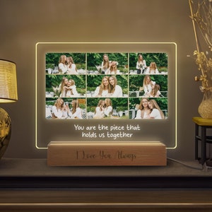 Custom Family Photo Collage LED Night Light: Personalized Mom Gift