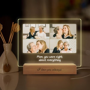 Custom Photo LED Night Light, Personalized Mom Gift