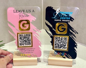 Custom Acrylic QR Code Business Sign: Social Media & Payment