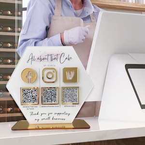 Custom Acrylic QR Code Business Sign: Social Media & Payment Display