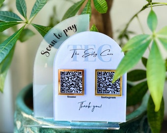 Custom Acrylic Multi QR Code Business Sign: Social Media & Payment