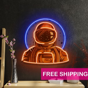 Astronaut Space Neon Sign, custom neon sign logo, Neon Sign Custom, Custom Logo Sign light, home decor wall art for living room, wall decor