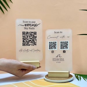Custom Acrylic QR Code Sign: Social Media & Payment
