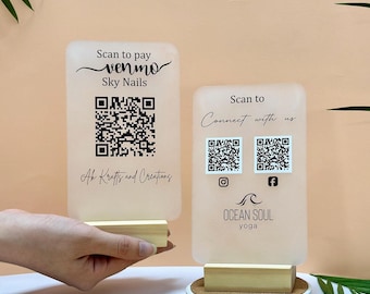 Custom Acrylic QR Code Sign: Social Media & Payment