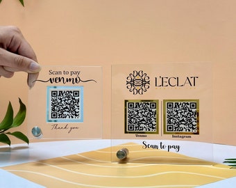 Custom Acrylic QR Code Sign: Social Media & Payment