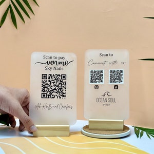 Custom Acrylic QR Code Sign: Social Media & Payment