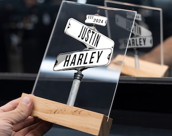 Street Sign Engagement Gift for Couple Home Decor, Unique Wedding Gift for Couple with Names, Fiance Valentines Day Gift, Bridal Shower Gift