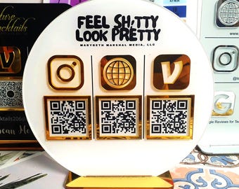 Custom Acrylic QR Code Business Sign: Social Media & Payment