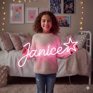 Custom Name Kid Neon Light – LED Wall Name Sign, Girl’s Dorm Room Decoration, Christmas Lighting Décor, Custom Name Sign, T2