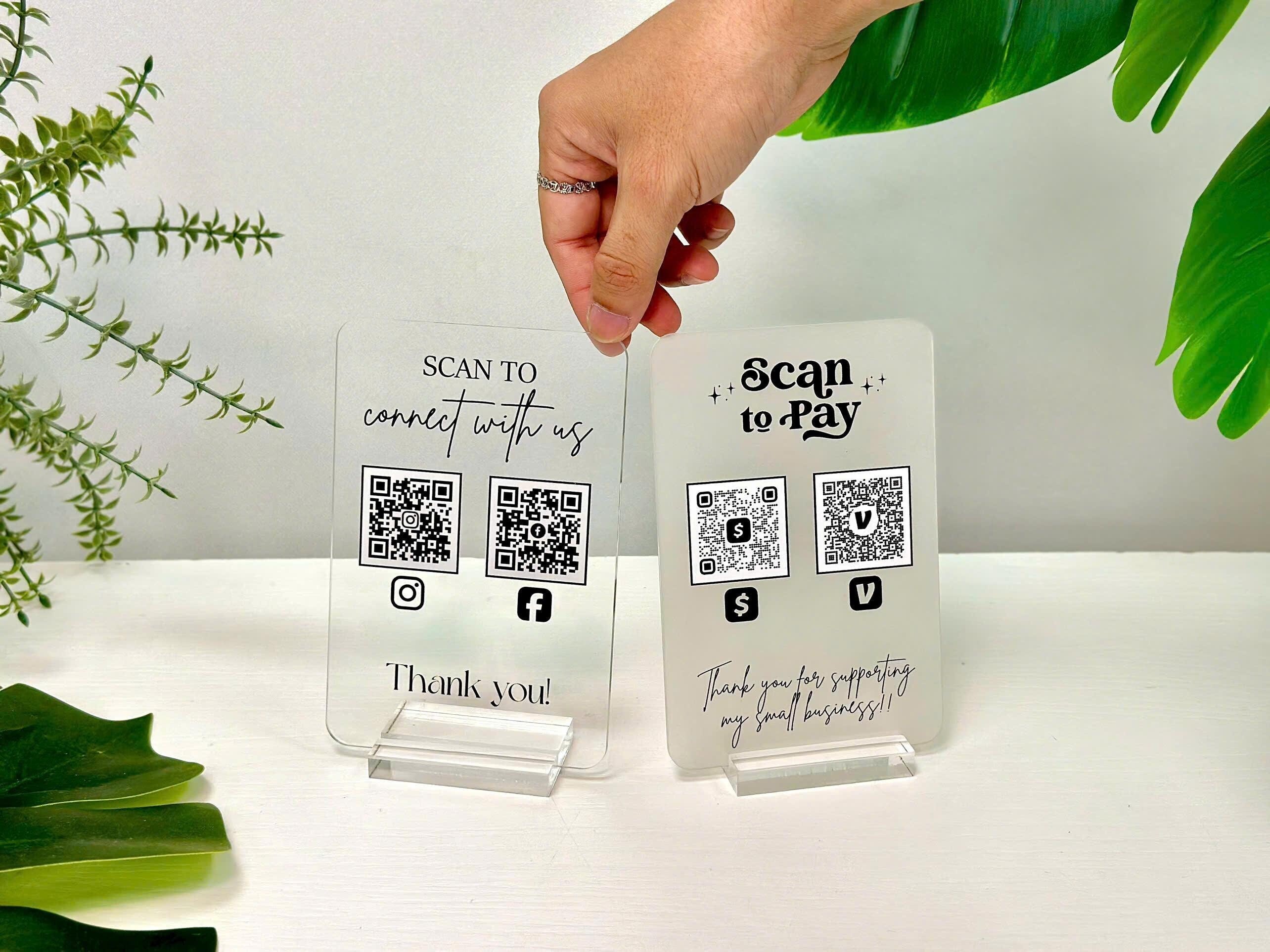 Custom Acrylic QR Code Sign: Social Media & Payment - Etsy