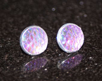 Iridescent Lavender Blue Mermaid Scale Post Earrings