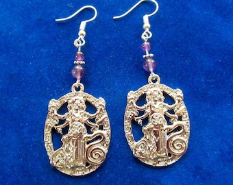 Goddess Hecate Amethyst Bead Earrings Magic Witchcraft Crossroads