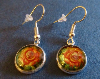Blooming Biolante Rose Chrom Cabochon Ohrringe Kaiju Godzilla