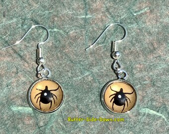 Lone Star Tick Enamel Dangle Earrings