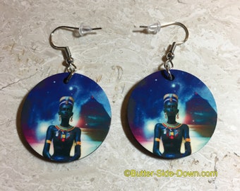 Egyptian Goddess Hathor Double-Sided Earrings
