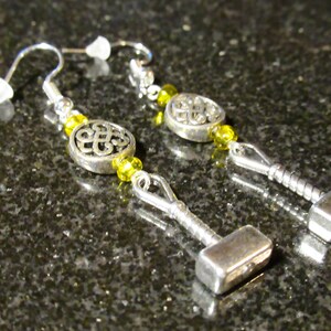 Thor&#39;s Hammer Norse Bead Dangle Earrings Mjolnir