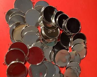 57 Silver Tone Pendant Trays 30mm Necklace Findings