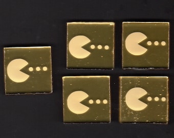 Classic Arcade Game Etched Mosaic Gold Mirror Tile Set