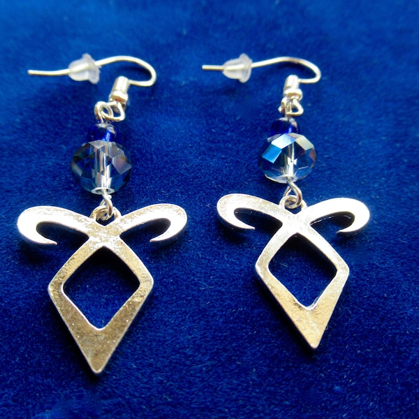 Angelic Power Enkeli Rune Faceted AB Glass Bead Dangle Earrings