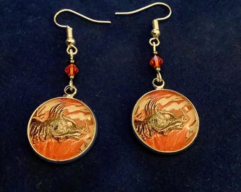 Anguirus Godzilla Friend Glass Dangle Earrings Giant Monster Kaiju Geek