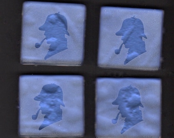 Sherlock Holmes Indigo Etched Mosaic Tile Set
