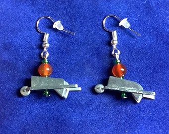 Carnelian Monopoly Wheelbarrow Game Token Dangle Earrings