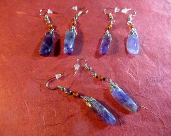 Polished Amethyst Scepter Dangle Earrings