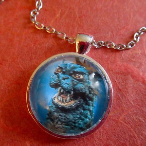Gabara Monster Island Glass Cabochon Pendant Godzilla Kaiju Geek Necklace 24 inch