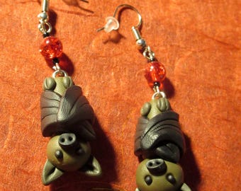 Large Fruit Bat Dangle Earrings