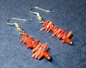 Red Branch Coral Dangle Earrings