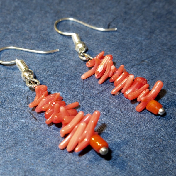 Red Branch Coral Dangle Earrings