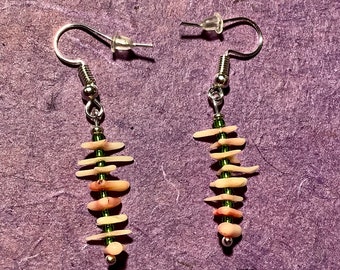 Pink and White Branch Coral Dangle Earrings