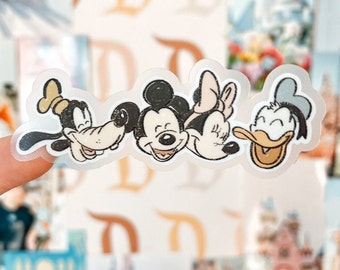 Mickey & Friends Transparent Sticker | Mickey Mouse, Minnie Mouse, Donald Duck, Goofy, Disney, Water Bottle, Laptop Decal, Disneyland