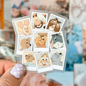 Pooh and Friends Polaroid Transparent Sticker | Winnie the Pooh, Pooh Bear, Disney Stickers, Water Bottle Sticker, Laptop Decal