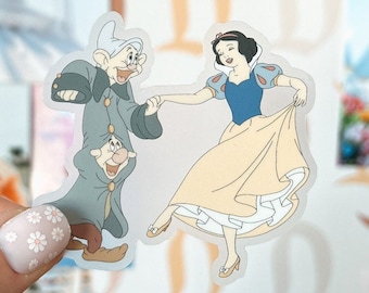 Snow White Yodel Dance Transparent Sticker | Dopey, Grumpy, Snow White Stickers, 7 Dwarfs Sticker, Heigh Ho, Princess Stickers