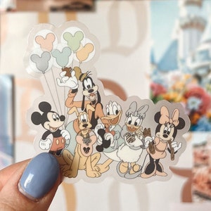 Mickey and Friends Park Day Transparent Sticker | Mickey Mouse, Minnie, Donald Duck, Goofy, Disney, Water Bottle, Laptop Decal, Disneyland