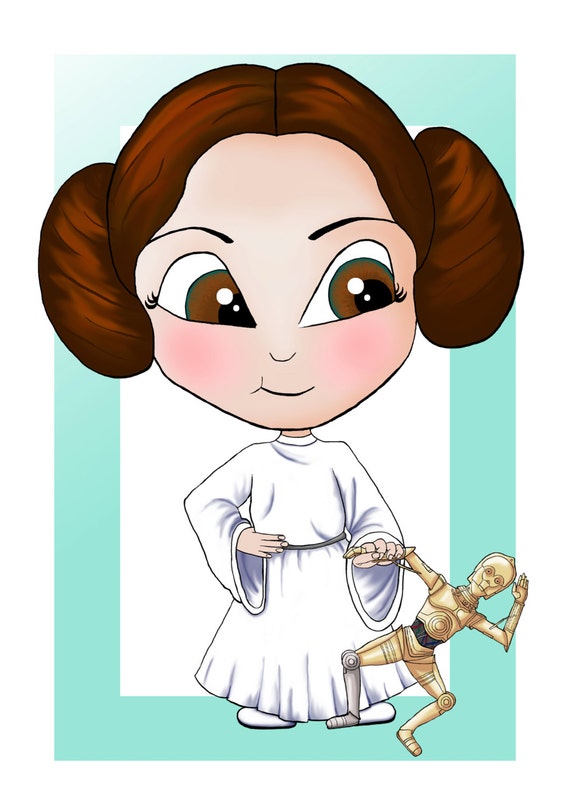 Star Warsrysunek Oryginalnyilustracja Dla Dzieciprincess Leiaa4 Print
