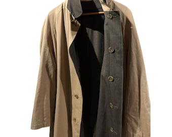 Vintage Invertere Coatwrights Tan Trench Coat Hecho en Inglaterra Hombres 44 100% lana