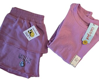 Smiley World M 10/12 Purple Skirt and Large 10/12 Purple Cat & Jack Shirt Set NEW