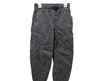Gap Denim Kids Barrel Jeans Black Leopard Print Elastic Waist Pants Size M