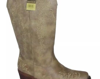 Nieuw Roper Judith Vintage beige geborduurde damescowboylaarzen van imitatieleer 7 M