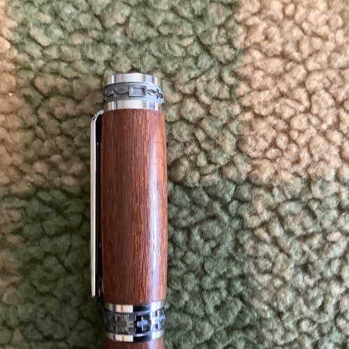 Jr Emperor Rollerball Pen shops - Rhodium & Black TiTanium. Body is leapordwood.