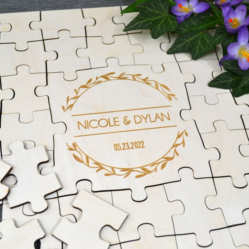Wedding Guest Book Puzzle Guestbook Alternative Rustic Etsy