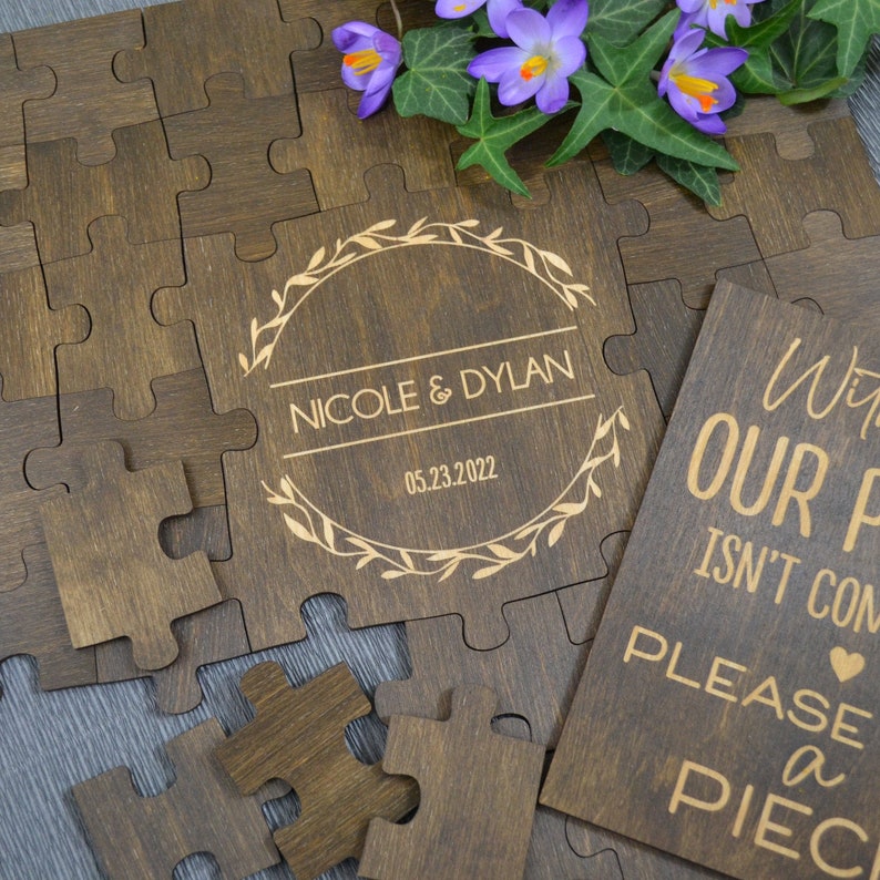 Wedding Guest Book Puzzle Guestbook Alternative Rustic Etsy