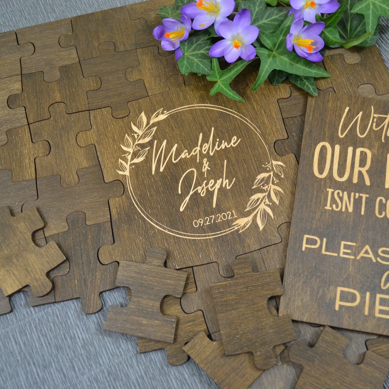 Custom Wedding Puzzle Guest Book Alternative Rustic Wedding Etsy