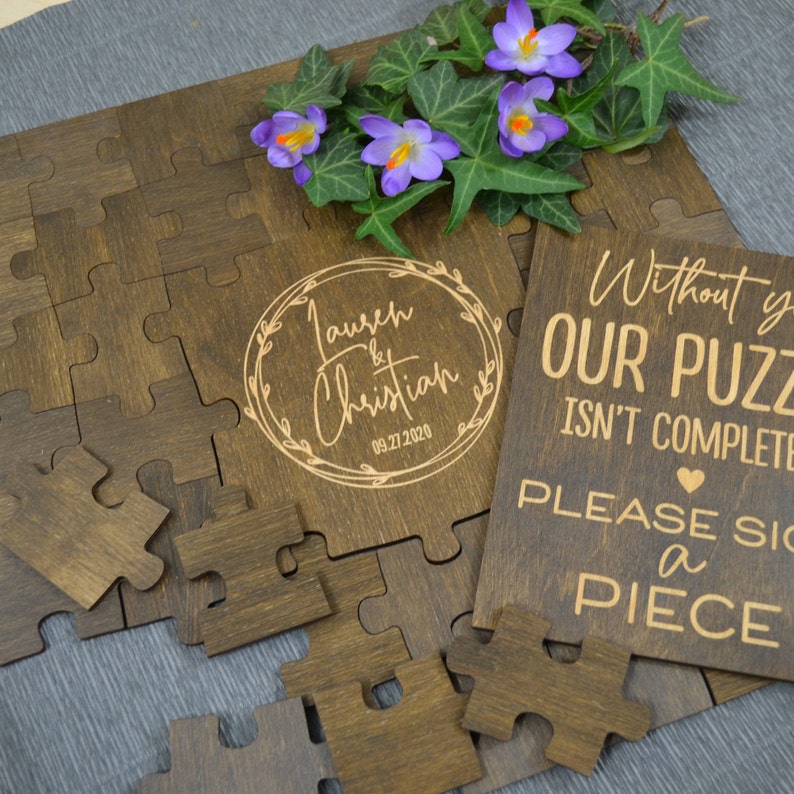Alternative Wedding Guest Book Puzzle Wood Rustic Wedding Etsy