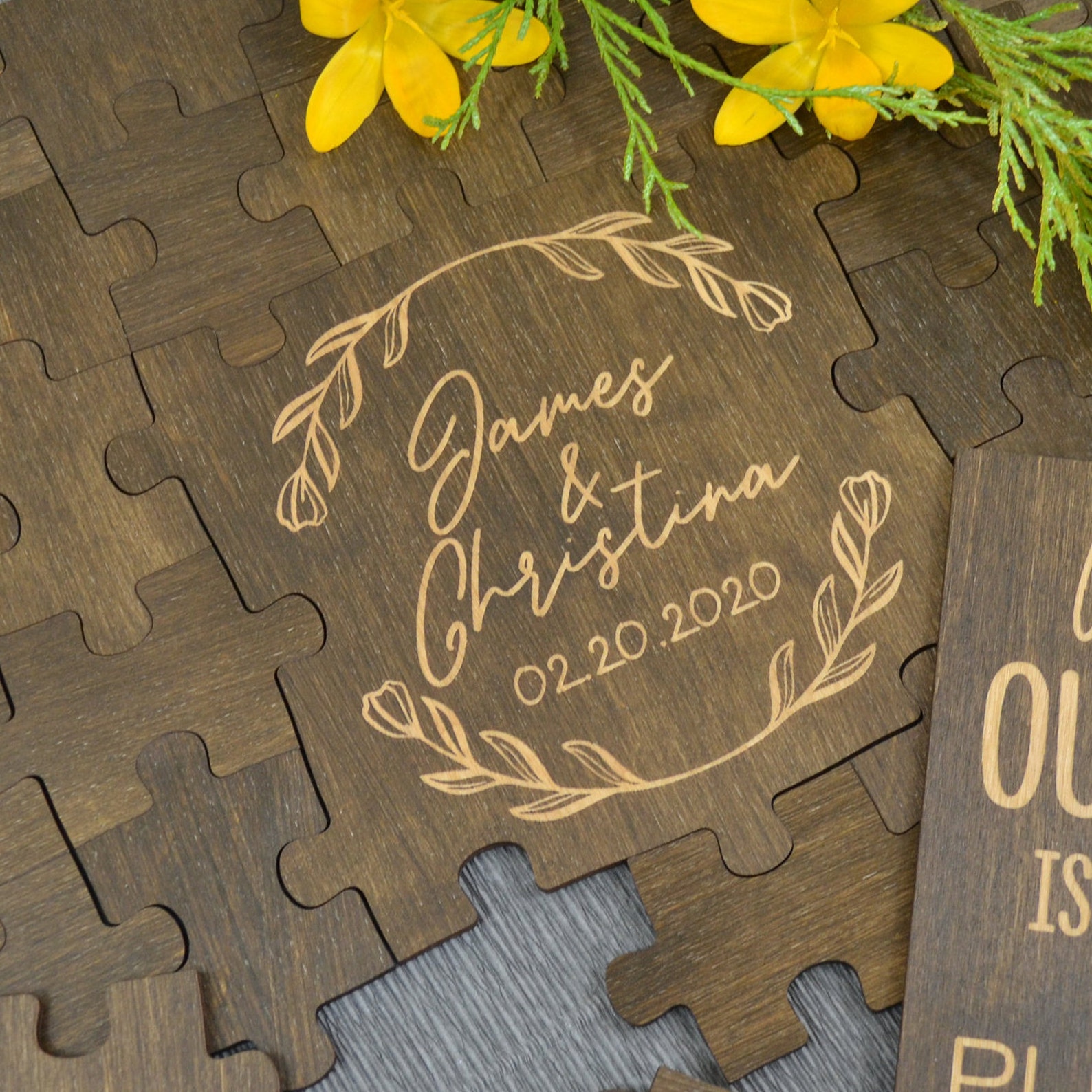 Puzzle Guestbook Wedding Guest Book Alternative Rustic Etsy